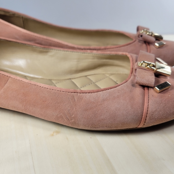 Michael Kors Bow Suede Round Toe Ballet Flats Coral Peachy Women's Size 10 - Picture 8 of 13